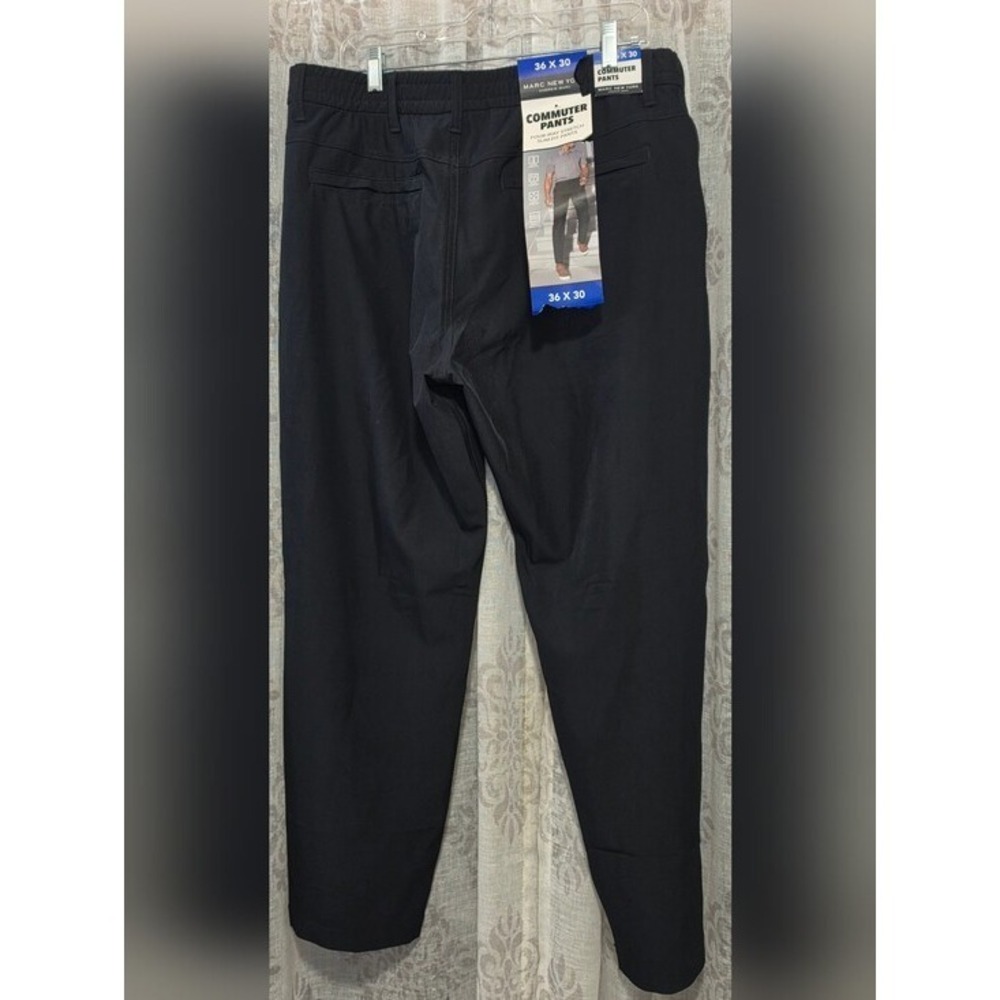 Marc New York Andrew Marc Mens Commuter Pants Black Slim Fit 36x30 Stretch